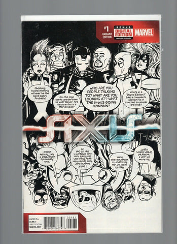 Avengers and X-Men Axis #1 Chip Zdarsky Deadpool B&W Variant Cover NM- 9.2