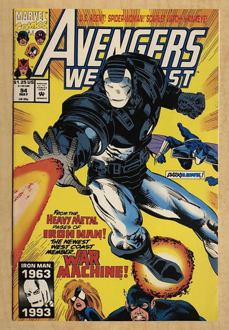 Avengers West Coast #94 F- 5.5 1st James Rhodes as War Machine